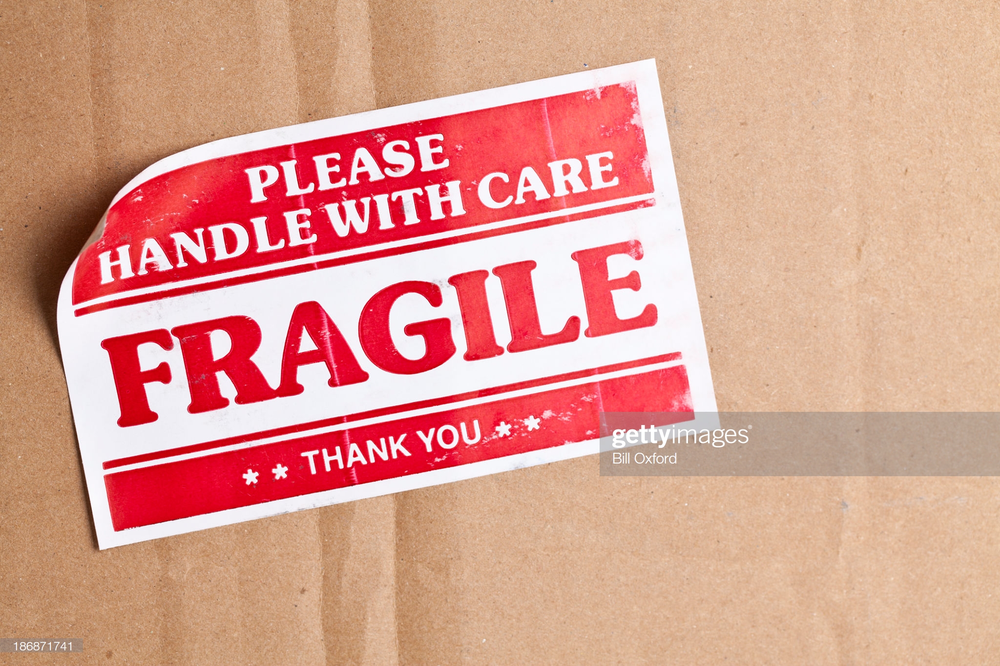 Fragile Label on cardboard box